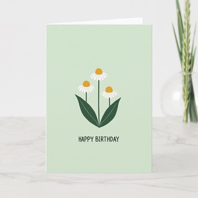 Carte de Bon Anniversaire Menthe Verte Fleurie (Devant)