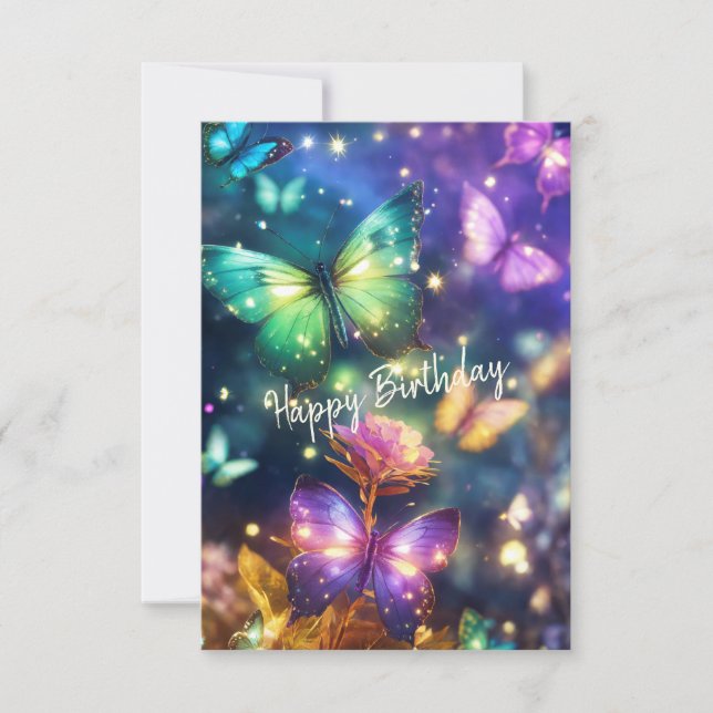 Carte de Bon Anniversaire Papillon Magique Coloré (Devant)