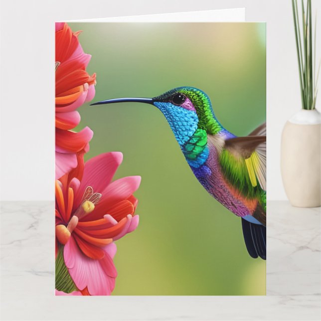 CARTE DE BON ANNIVERSAIRE POUR AMI COLIBRI  (Devant)