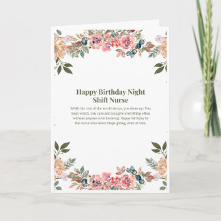 Carte de Bon Anniversaire pour Infirmière de Nuit
