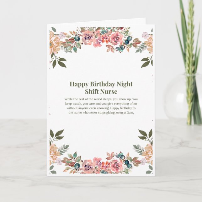 Carte de Bon Anniversaire pour Infirmière de Nuit (Devant)