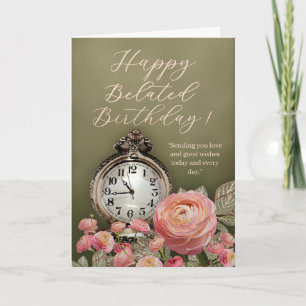 Carte de bon anniversaire vert sauge beige florale