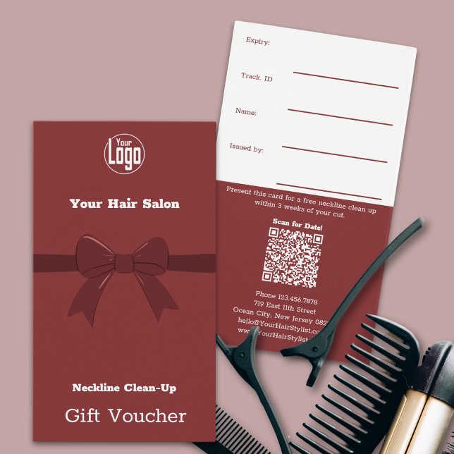 Carte de bon de nettoyage simple Neckline (Simple Neckline Clean-Up Voucher Card, Smoky-Topaz & White, Ribbon)