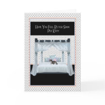 Carte de Bon Rétablissement pour Chat sur Lit à Co