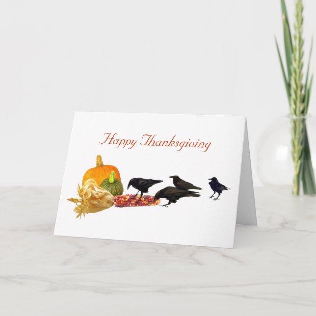 Carte de Bon thanksgiving de récolte des corbeaux (Devant)