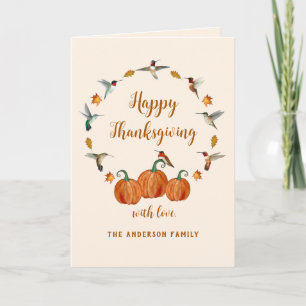 Carte de Bon thanksgiving Hummingbirds personnalis