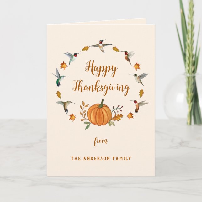 Carte de Bon thanksgiving Hummingbirds personnalis (Devant)