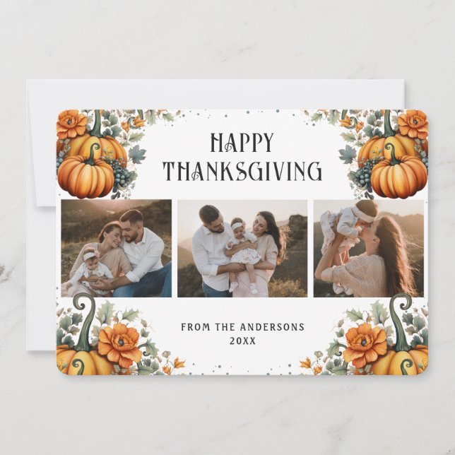 Carte de Bon thanksgiving photo citrouille (Devant)