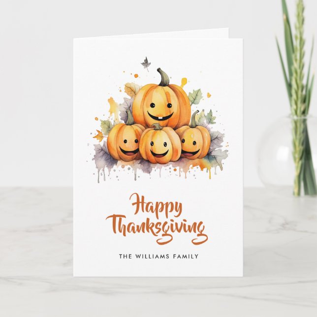Carte de Bon thanksgiving photo Citrouille amusant (Devant)