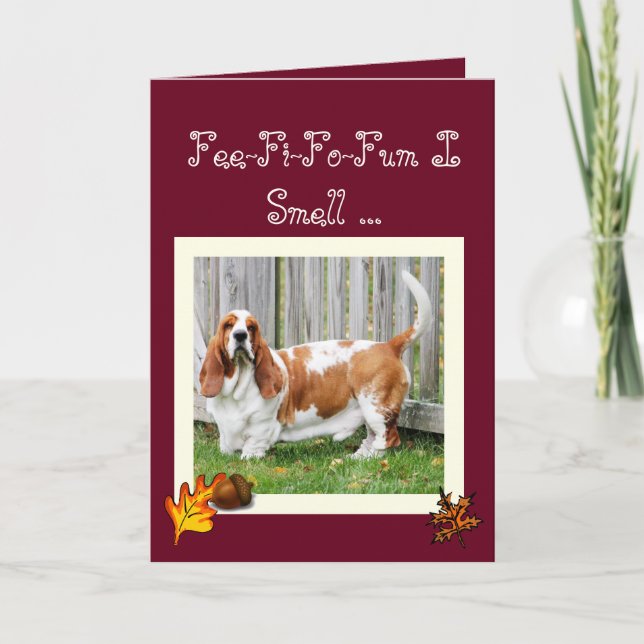 Carte de bon thanksgiving w/Basset, Turquie, et (Devant)