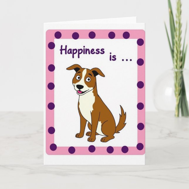 Carte de bonheur de chiot pastel (Devant)