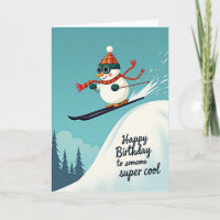 Carte de Bonhomme de Neige de Ski Joyeux