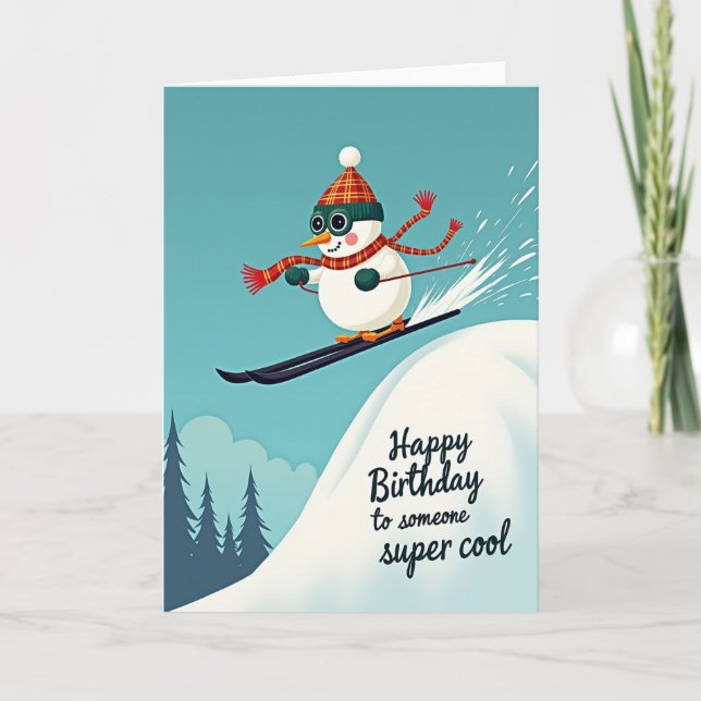 Carte de Bonhomme de Neige de Ski Joyeux (Devant)