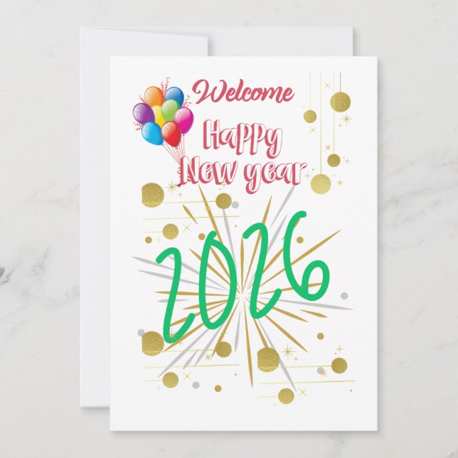 Carte de Bonne Année 2026 Simple et Beau  (Devant)