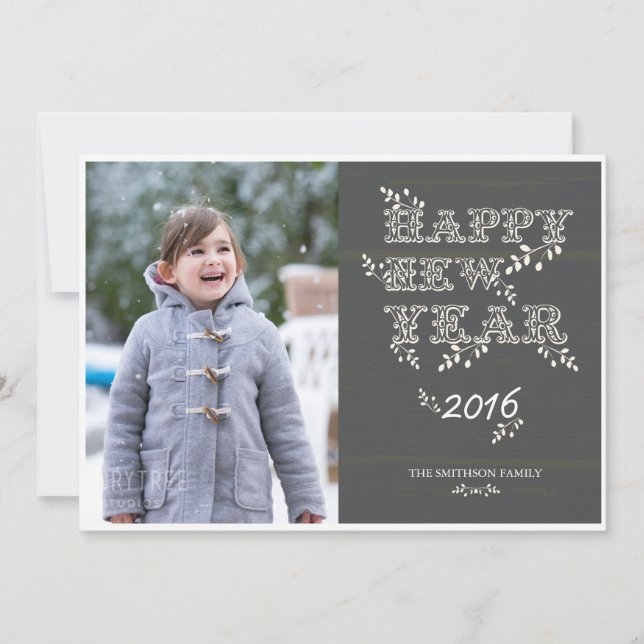 carte de bonne année et année de feuille de (Devant)