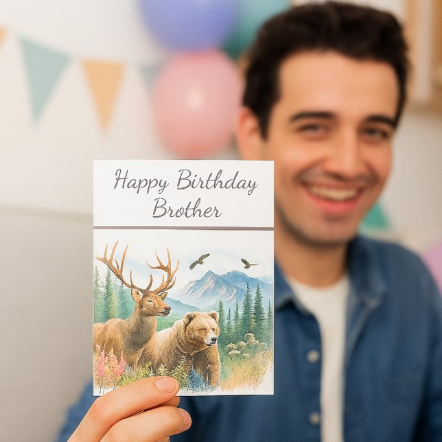 Carte de bonne anniversaire frère nature faune (Watercolor Birthday Card for men and boys that love nature and wildlife. )