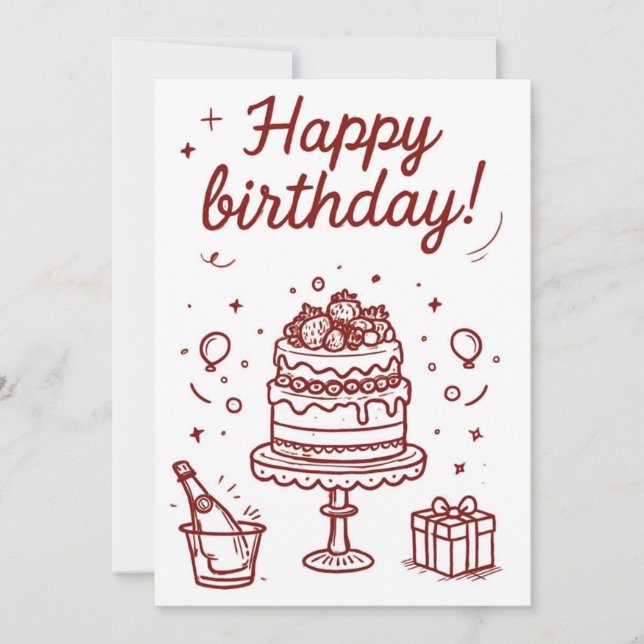 Carte de Bonne Anniversaire Minimaliste Mignonne (Devant)