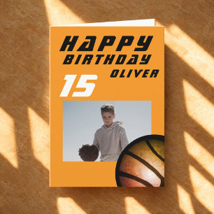 Carte de Bonne Anniversaire Photo Garçon de Basket