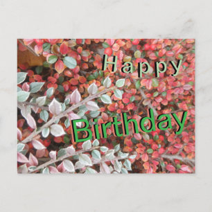 Carte de bonne fête avec feuilles rouges et vertes