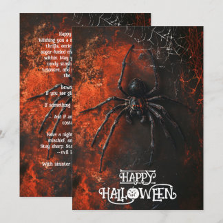 Carte de Bonne Halloween avec araignée effrayante 
