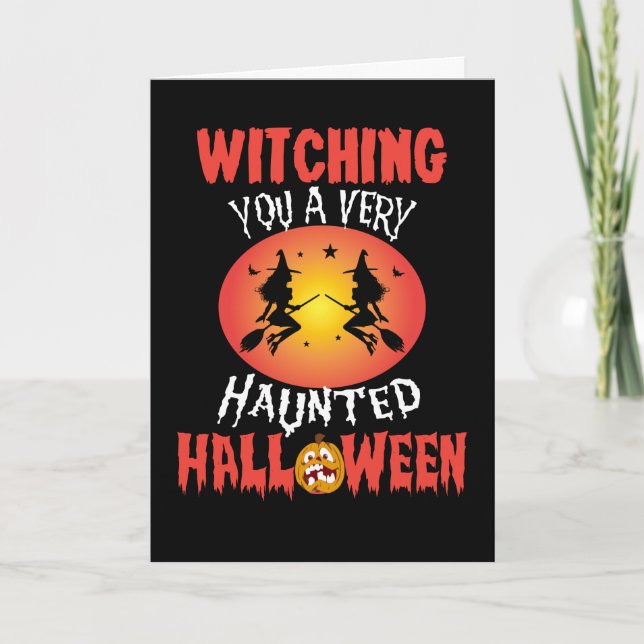 Carte de Bonne Halloween Sorcière (Devant)