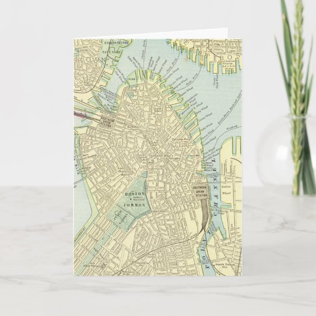 Carte de Boston avec une carte ancienne (Devant)
