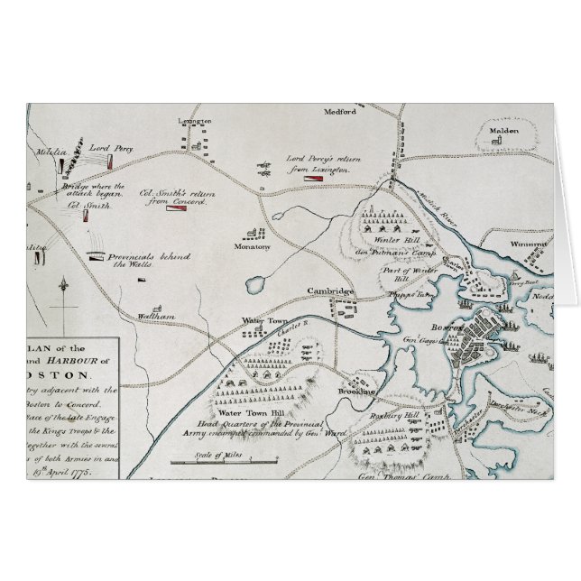 CARTE DE BOSTON-CONCORD, 1775 (Devant horizontal)