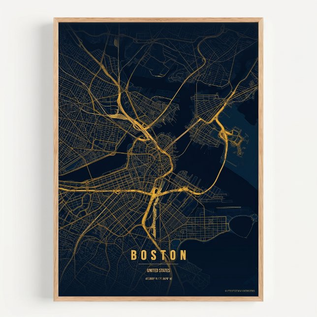 Carte de Boston Impression Orée Art mural de la vi (Créateur téléchargé)