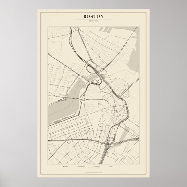 Carte de Boston Poster (Devant)