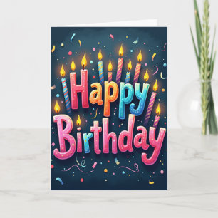 Carte de bougie d'anniversaire rayée