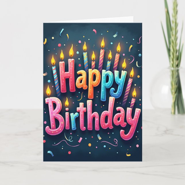 Carte de bougie d'anniversaire rayée (Devant)
