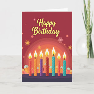 Carte de bougie d'anniversaire vibrante