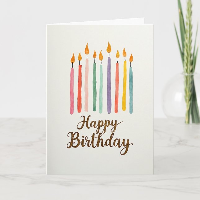 Carte de bougies d'anniversaire à l'aquarelle (Devant)