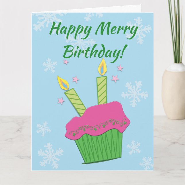 Carte de bougies de cupcake de joyeux anniversaire (Devant)