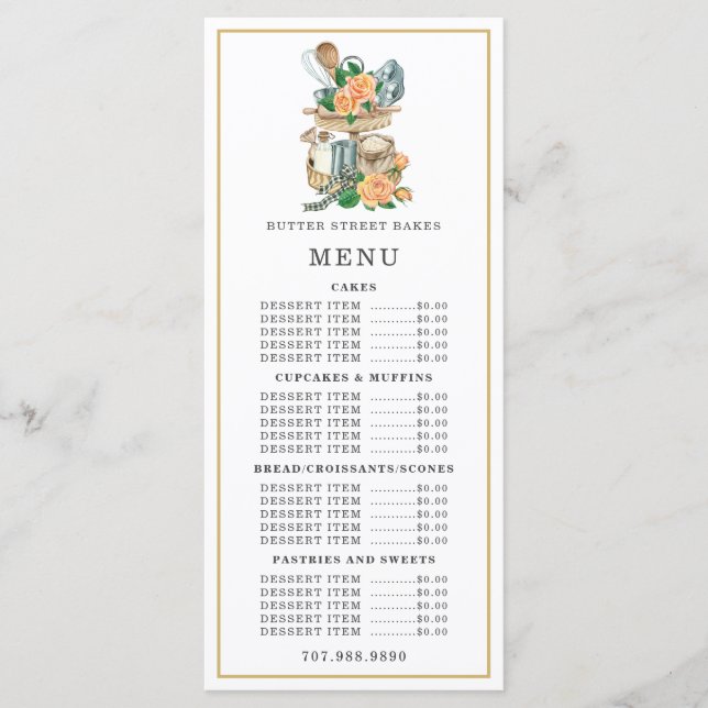 Carte de boulangerie-pâtisserie aquarelle Ustensil (Devant)