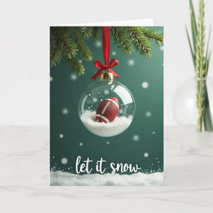 Carte de boule à neige de Noël de football américa