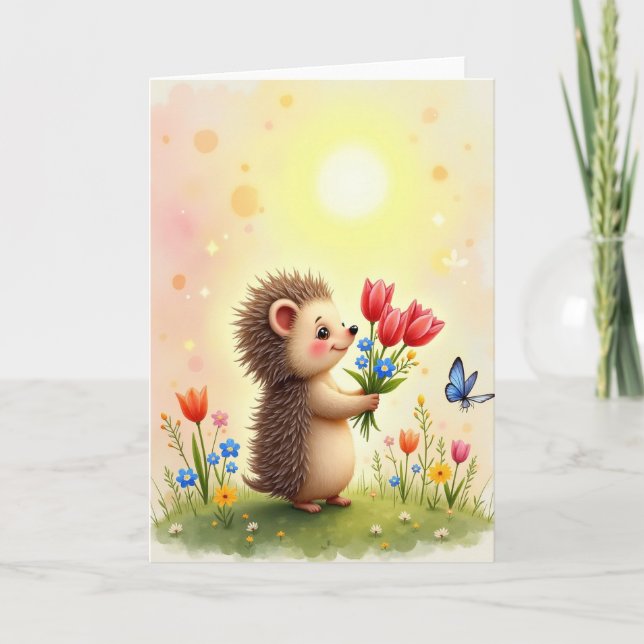 Carte de bouquet d'animaux charmants (Devant)
