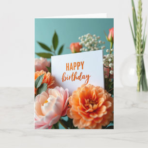 Carte de bouquet d'anniversaire aux pêches