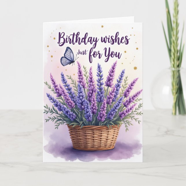 Carte de bouquet d'anniversaire lavande (Devant)