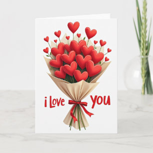 Carte de bouquet de coeurs pour la Saint-Valentin