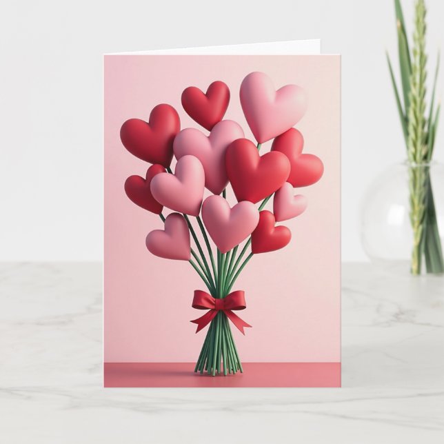 Carte de bouquet de cœurs pour la Saint-Valentin (Devant)