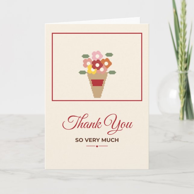 Carte de bouquet de fleurs pixel Merci beaucoup (Devant)