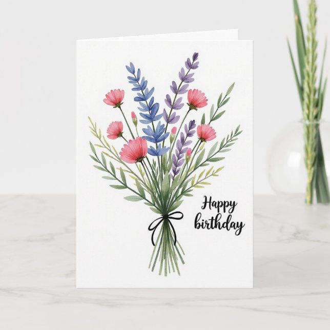 Carte de bouquet de fleurs sauvages sucrées (Devant)