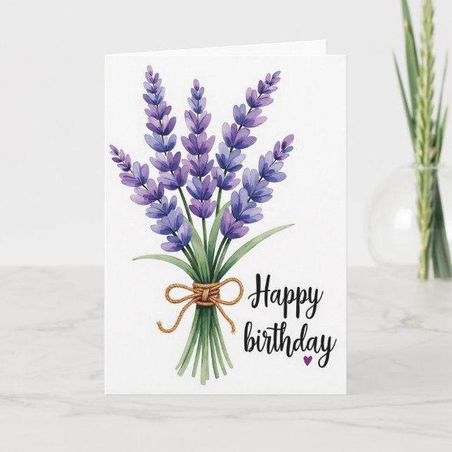 Carte de bouquet de lavande pour un anniversaire d (Devant)