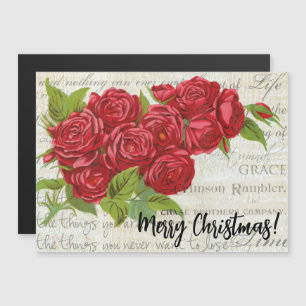 Carte de bouquet de Noël Vintage Victorien Rouge R
