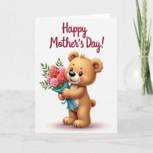 Carte de bouquet de nounours à pois
