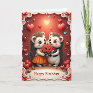 Carte de bouquet de roses d'anniversaire douce