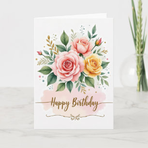 Carte de bouquet de roses élégant