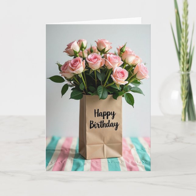 Carte de bouquet de roses pastel (Devant)