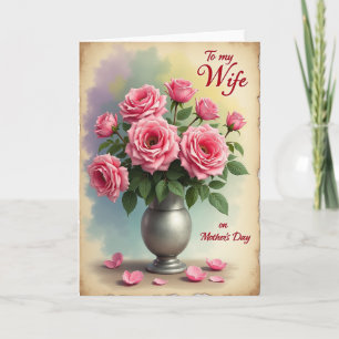 Carte de bouquet de roses roses à pois
